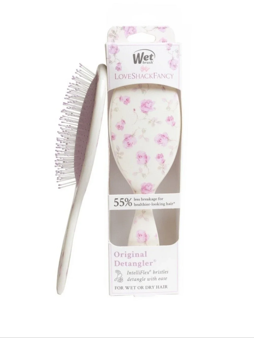 NWT LoveShackFancy x Wet Brush Original Detangler Hair Brush– Ribbon Rosa Flora
